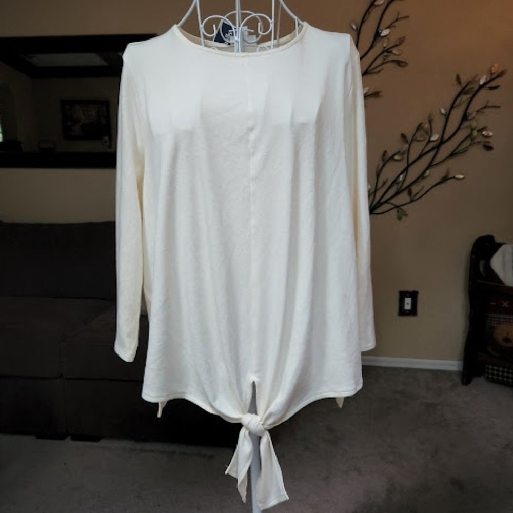 NWT J Jill Sz Large ivory tie front shirt